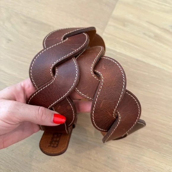 Women’s Woven Cow Hide Leather Brown Belt Roped Rodeo Western Country Concert - Picture 3 of 7